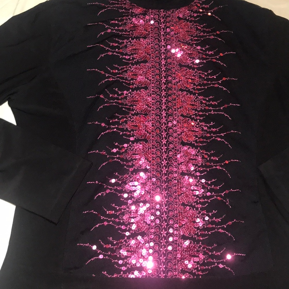 Black Long Sleeves with Center Pink Sequins - Picture 2 of 10